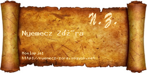 Nyemecz Zóra névjegykártya
